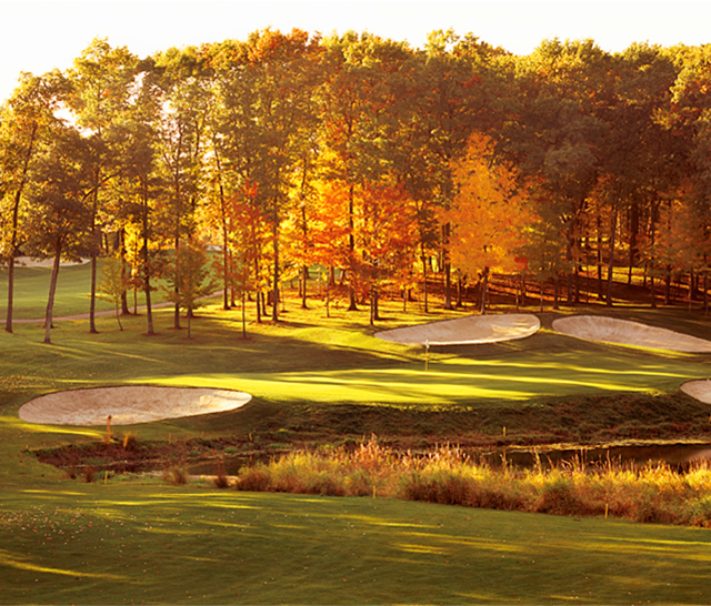 golf course green in fall