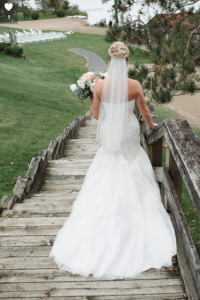 Bride walking down the stairs