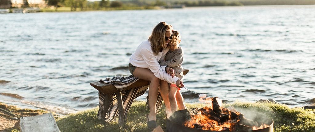 Mother and Child Toasting Marshmellows