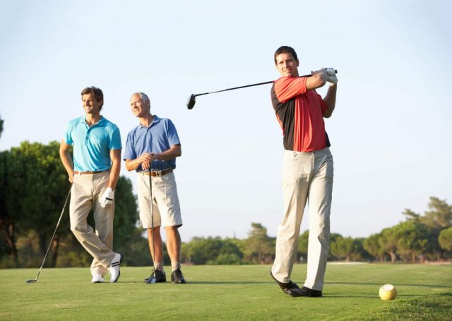 Three Men Golfing