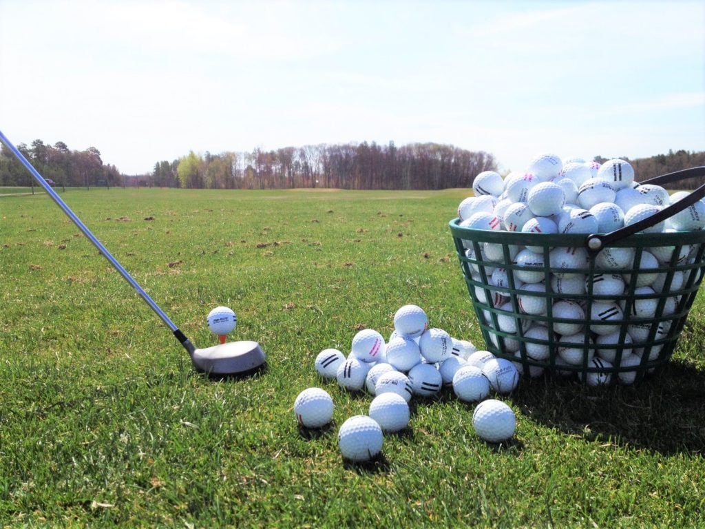 Driving range balls bright Madden’s on Gull Lake