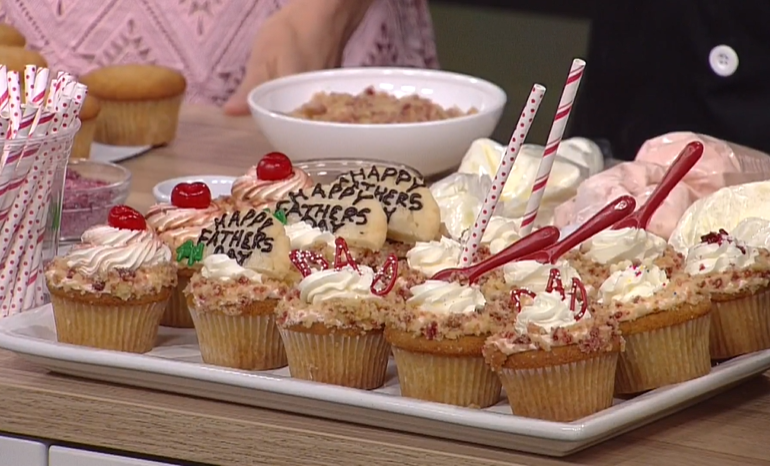 Assortment of Father's Day cookies and cupcakes