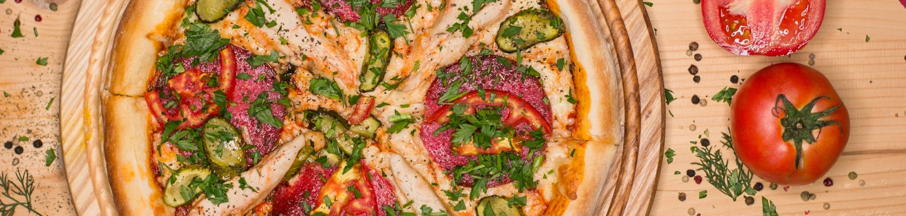 Pizza served on a plate and placed on the table