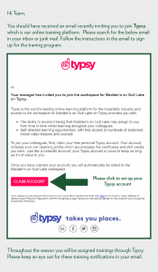 Typsy online training email