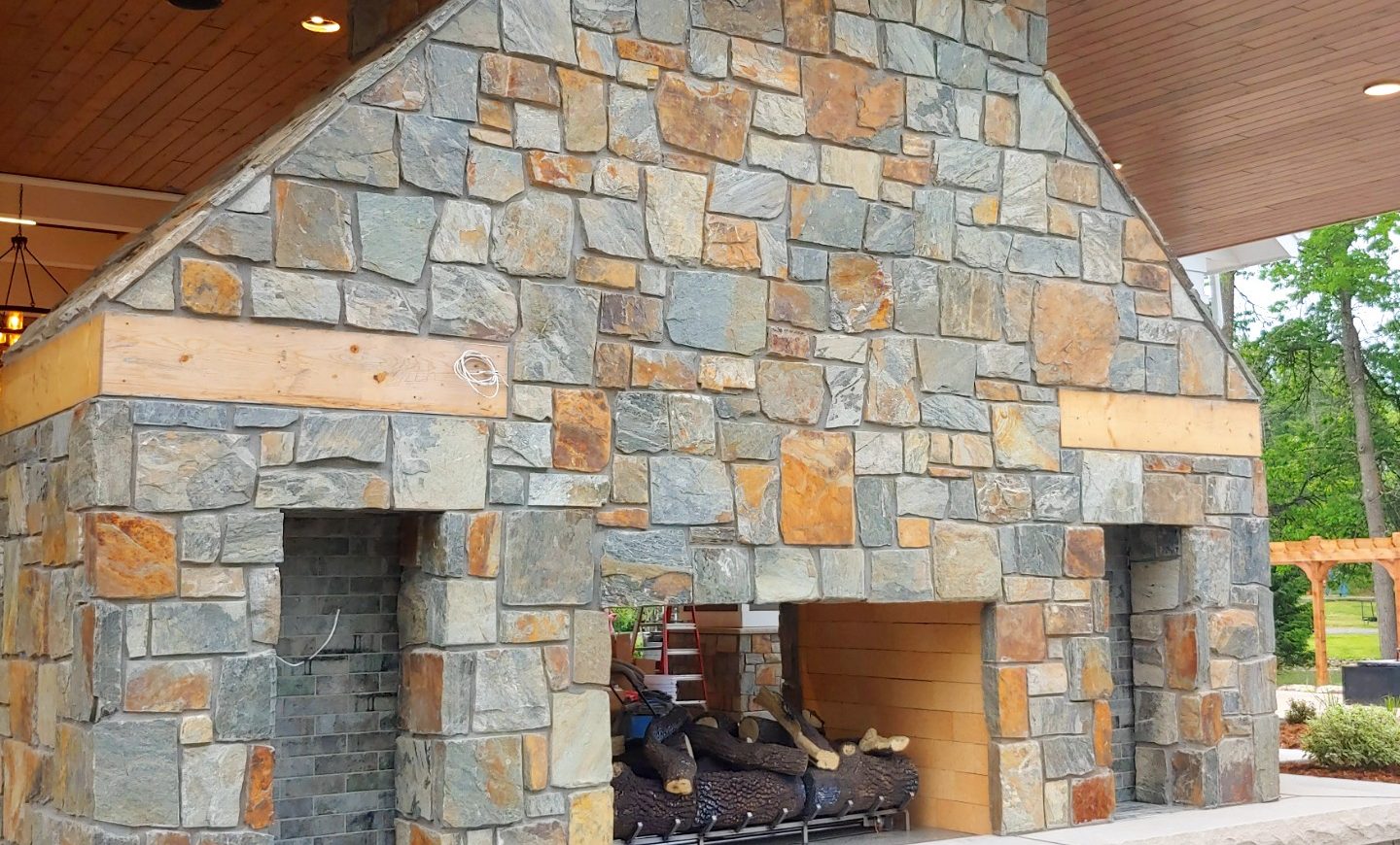 Fireplace at Maddens Pavillion's lobby area