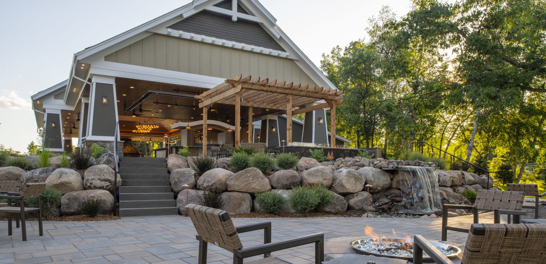 Madden Pavilion building overlooking the patio area