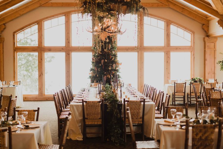 Wilson Bay dining room setup for a wedding