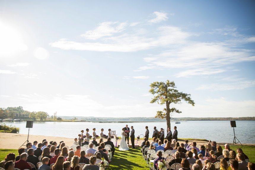 Bride and groom in the aisle during their Wilson Bay Beach Ceremony