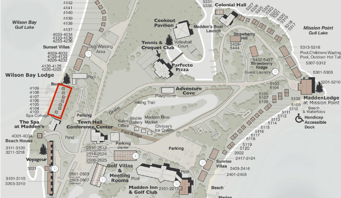 wilson bay lodge map illustration