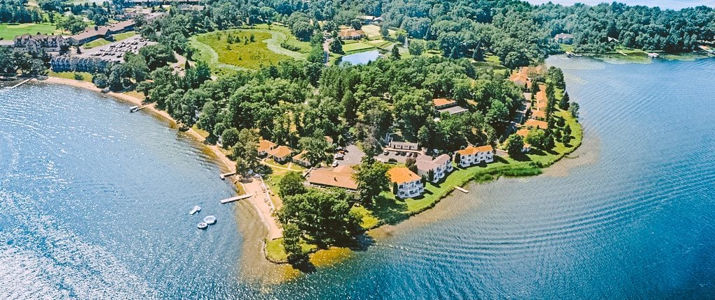 aerial view of madden's on gull lake