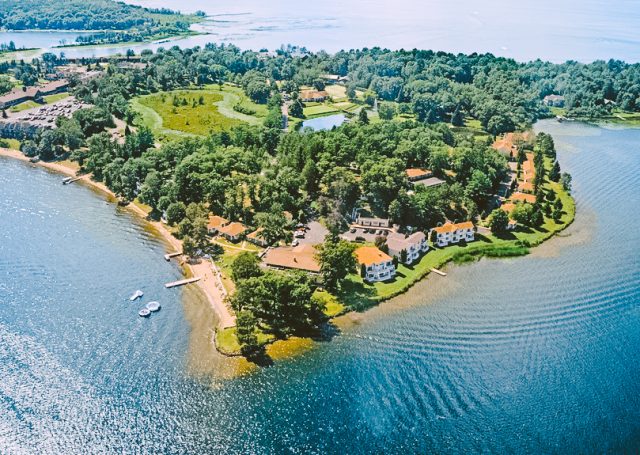 aerial view of madden's on gull lake