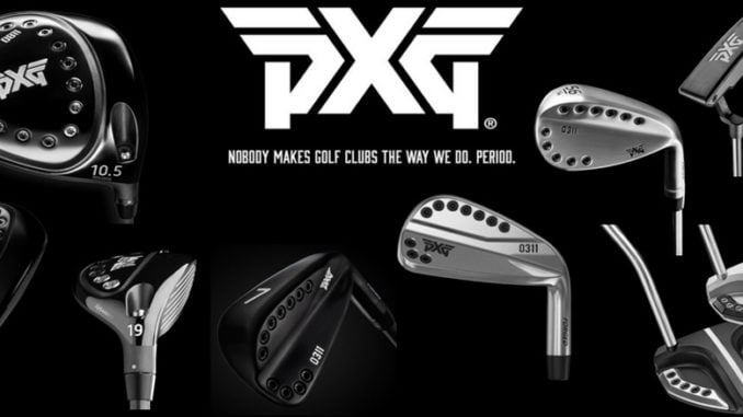 pxg banner with various golf club heads