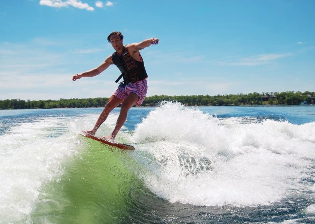 Wake surfer on Gull Lake