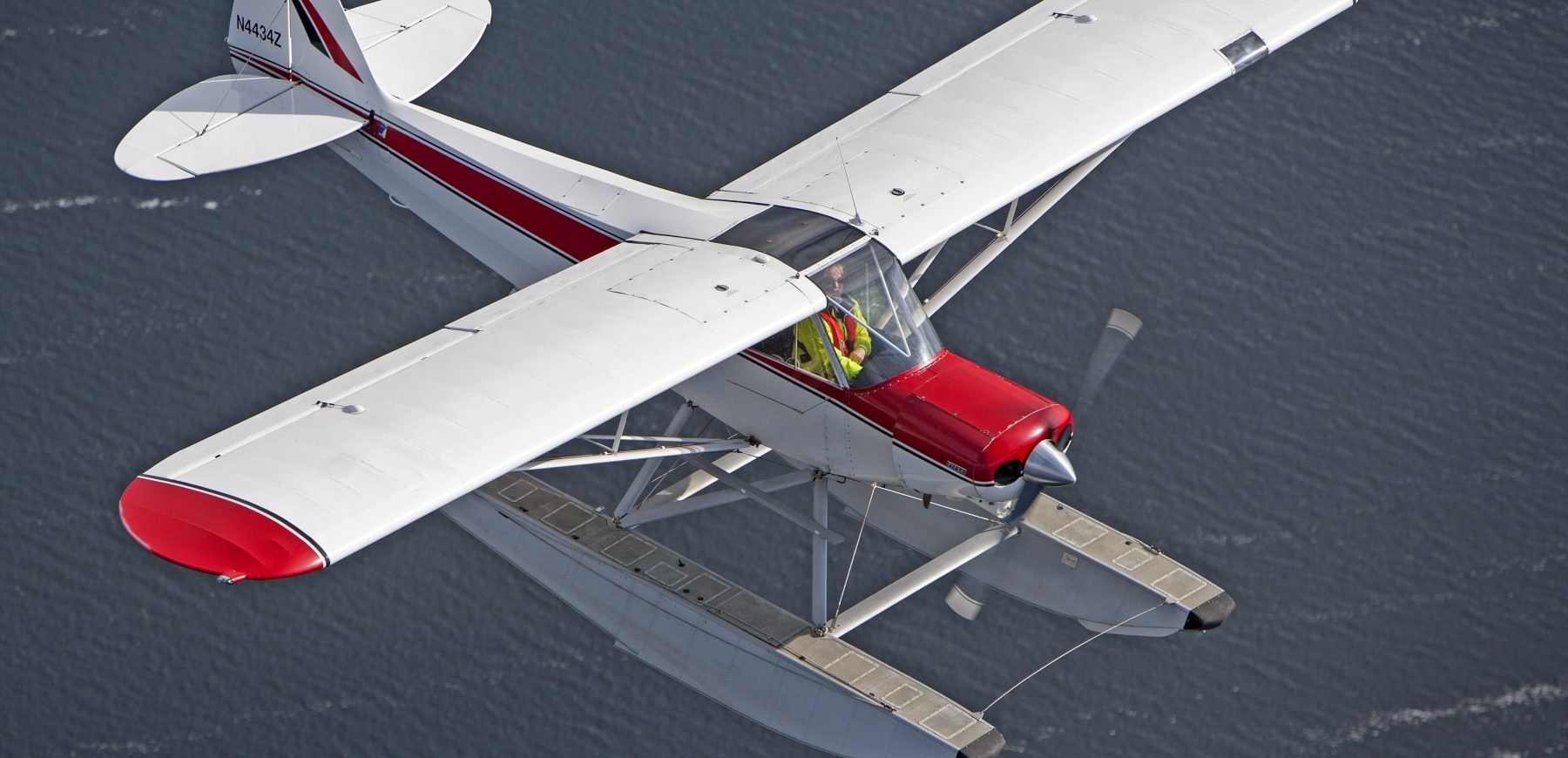 Super Cub Seaplane in Flight