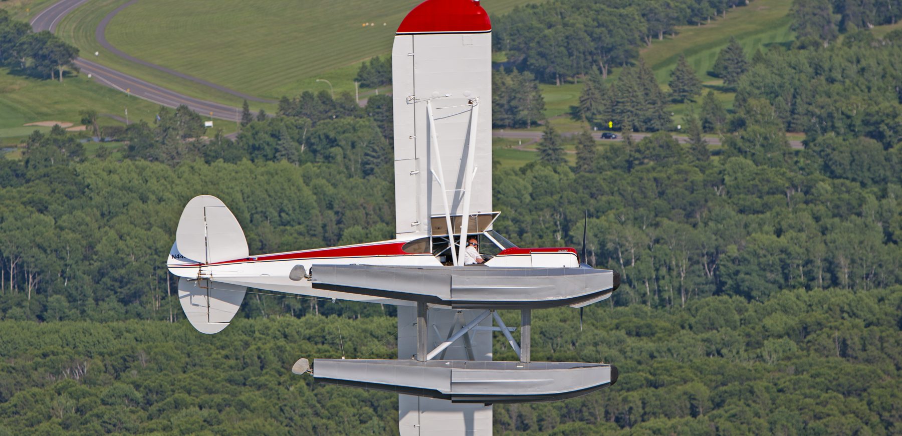 Super Cub Seaplane in Flight